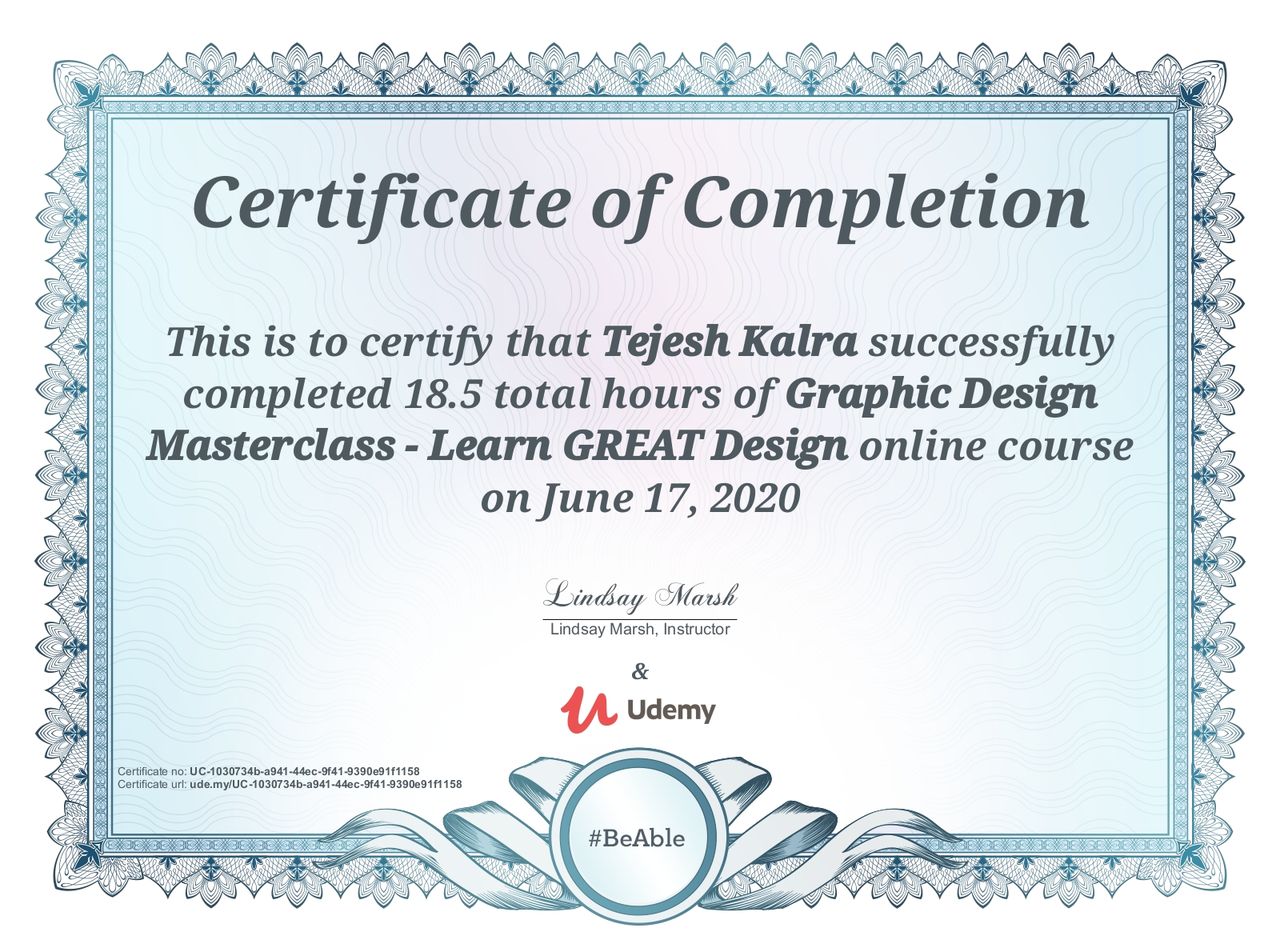 Udemy Graphic Design Certificate